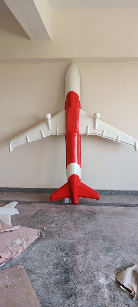 Wall-mounted scale aircraft model, top-down profile
